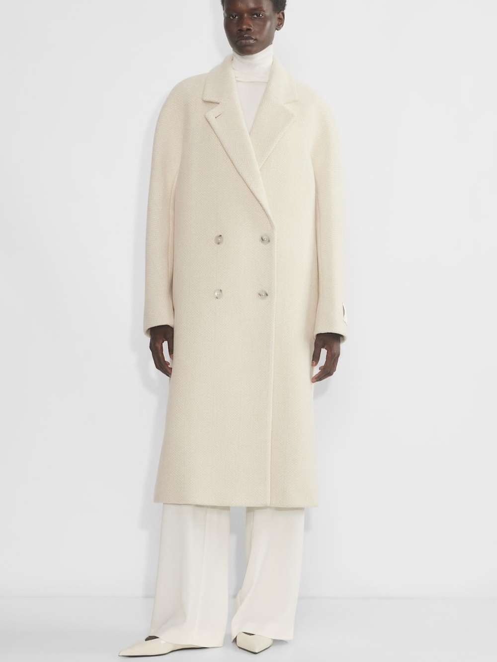 NWT Aritzia Babaton the slouch coat white tweed wool s small Soft wool cashmere